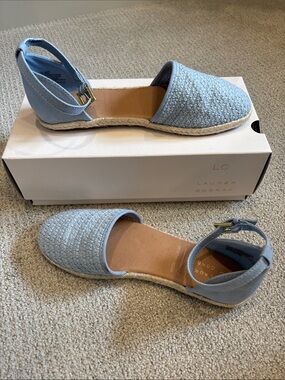 LC Lauren Conrad Light Blue Woven Espadrille Ankle-Strap Flats